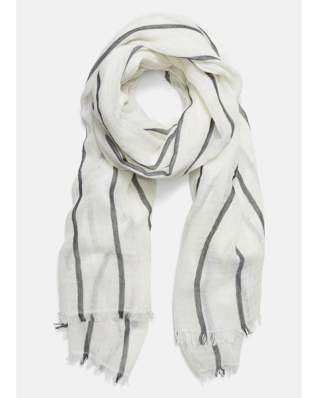 Vince Gray Cotton Gauze Awning Stripe Scarf