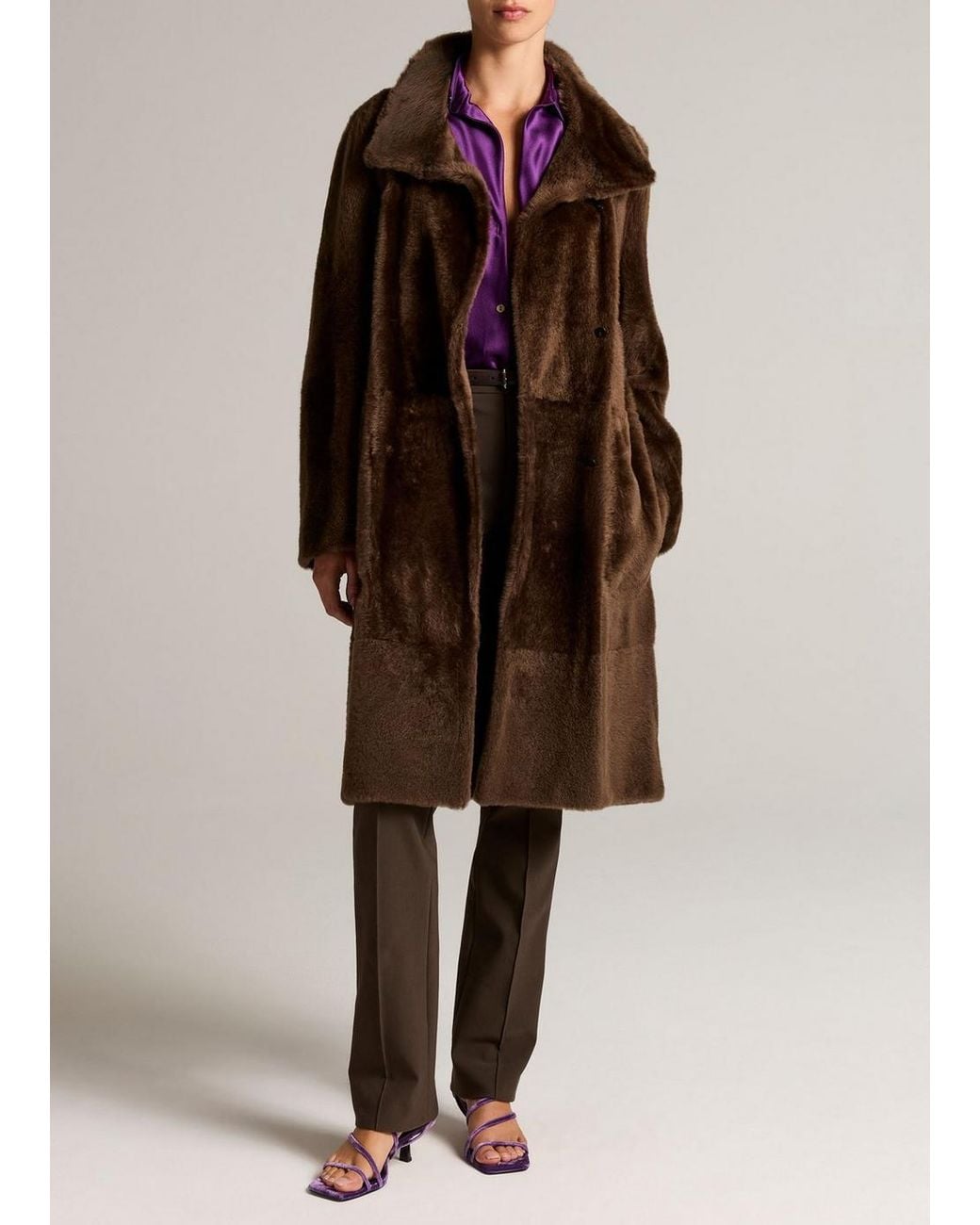 Vince Brown Reversible Shearling Coat