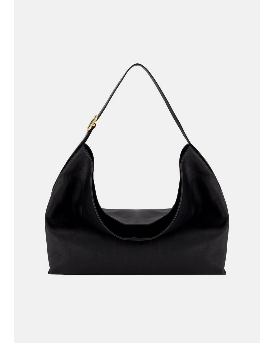 Vince Black Vivian Plongé Leather Medium Hobo Bag