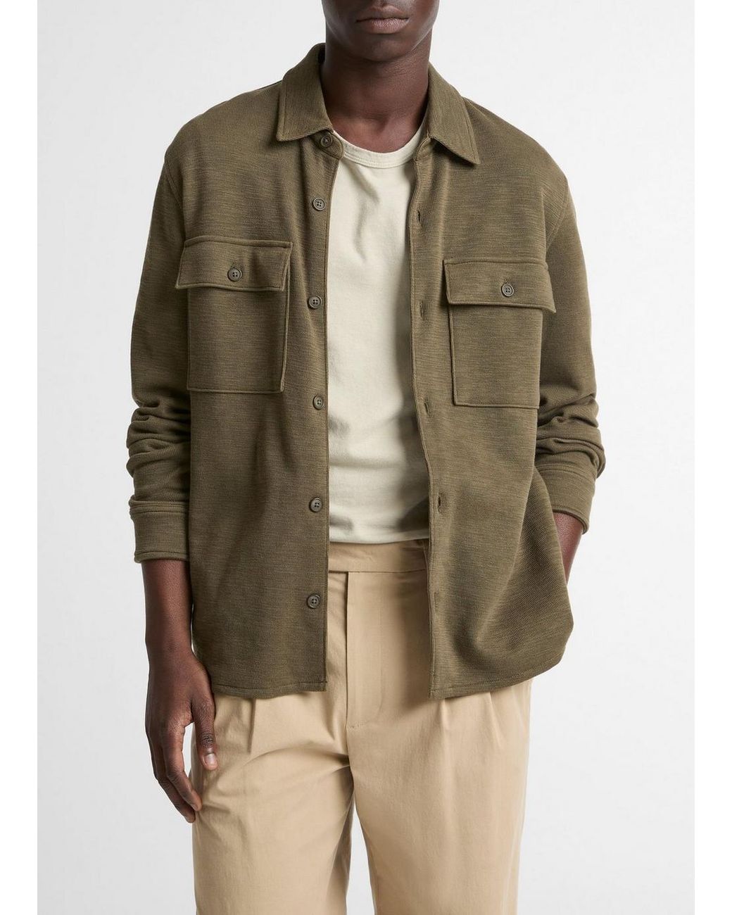 Vince Natural Double-Slub Cotton-Blend Shirt Jacket for men