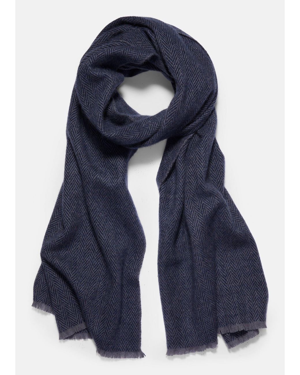 Vince Blue Herringbone Cashmere Scarf for men