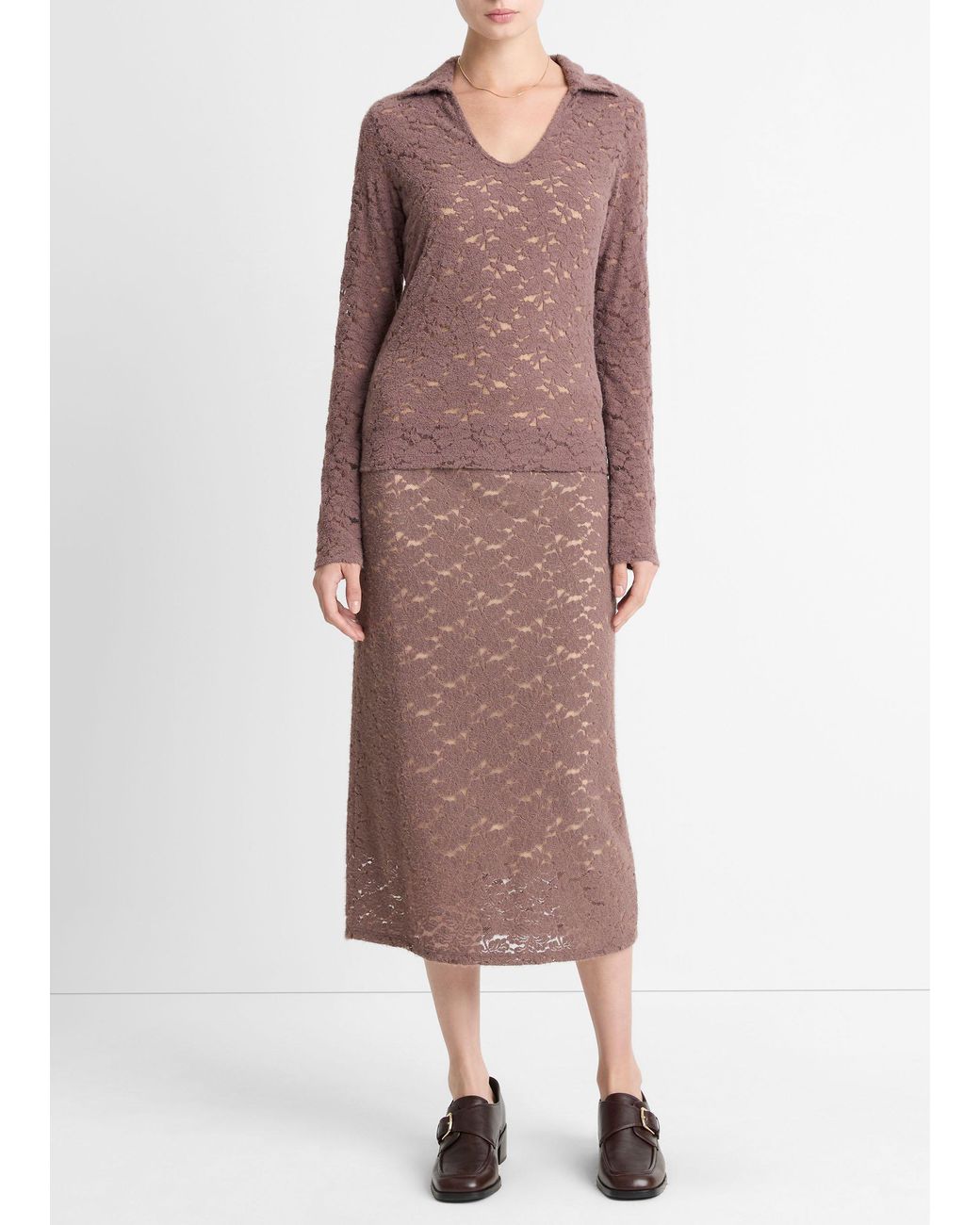 Vince Multicolor Lace Midi Skirt