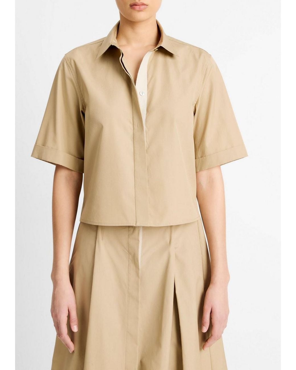 Vince Natural Canvas Tape Cotton Button-Front Shirt
