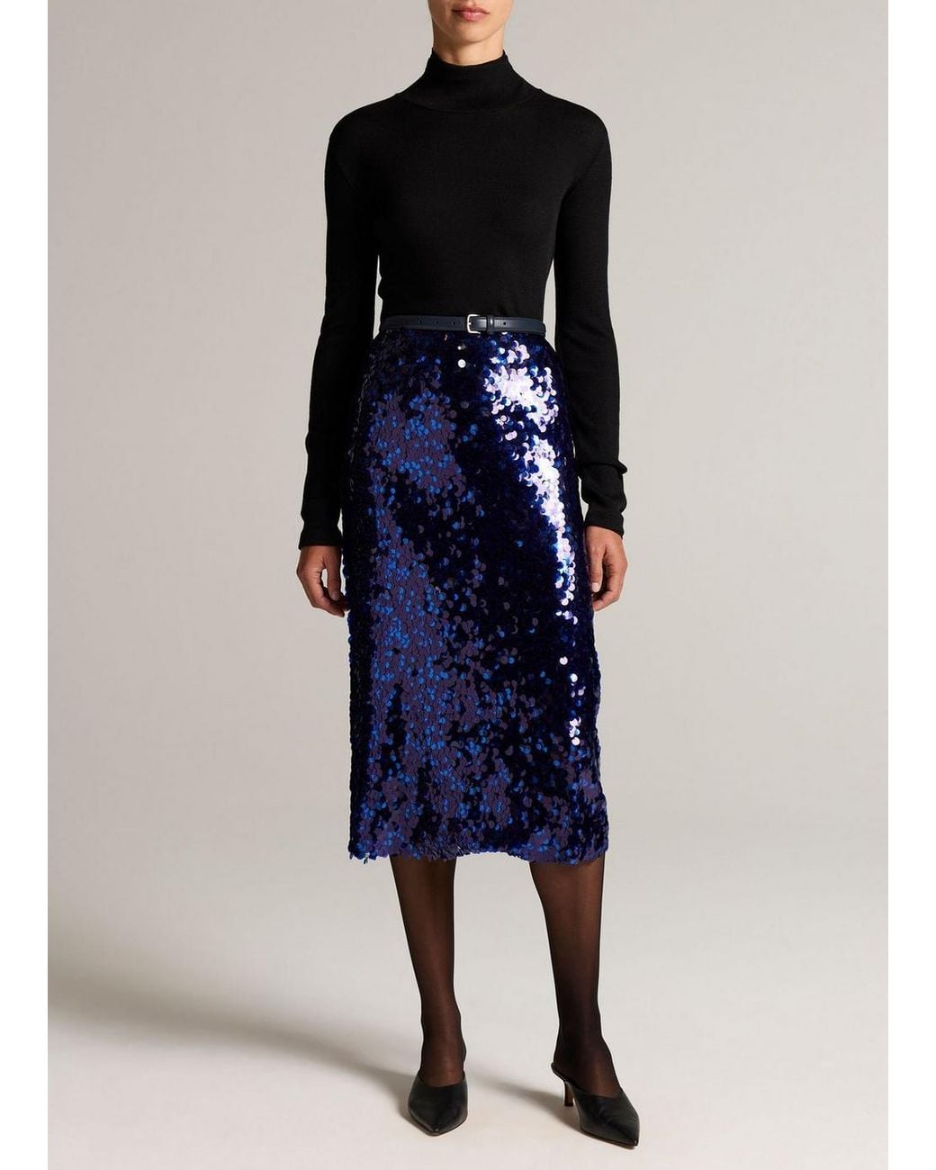 Vince Blue Paillette Pencil Skirt