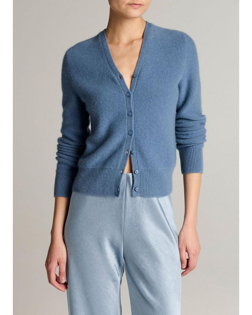 Vince Blue Plush Cashmere V-Neck Cardigan