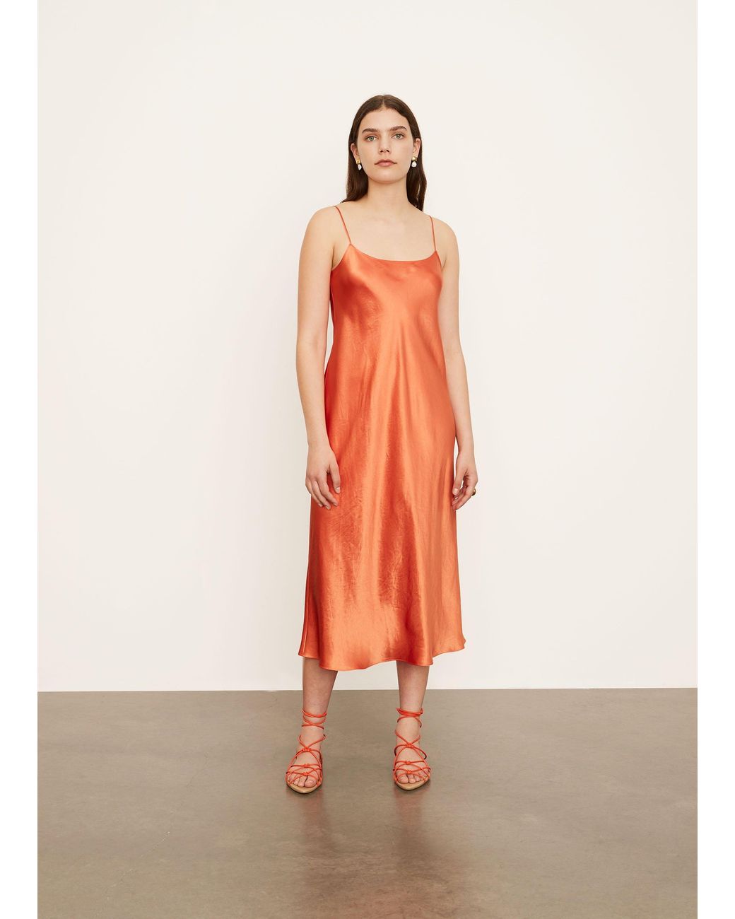 Vince Satin Slip Dress in Orange Lyst