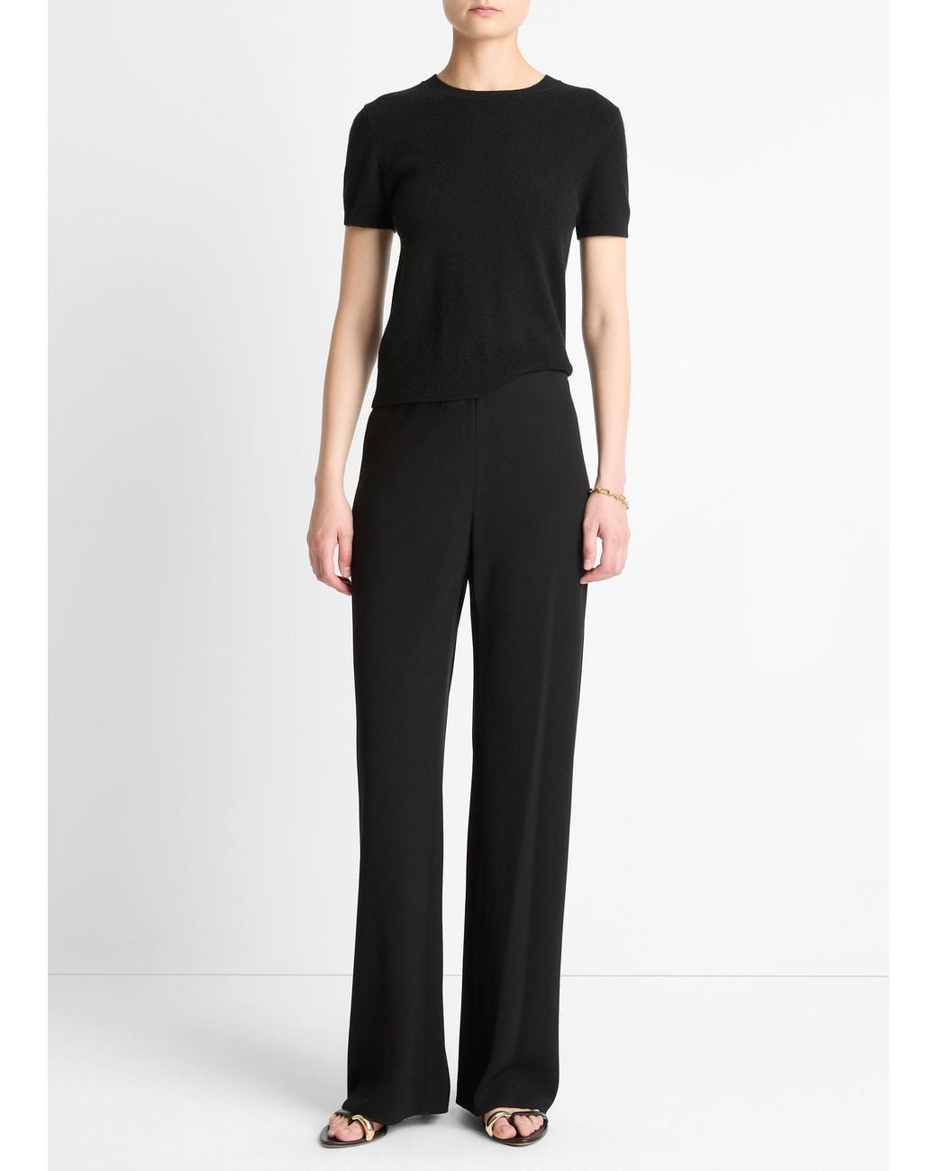 Vince Black High Waisted Bias Trousers