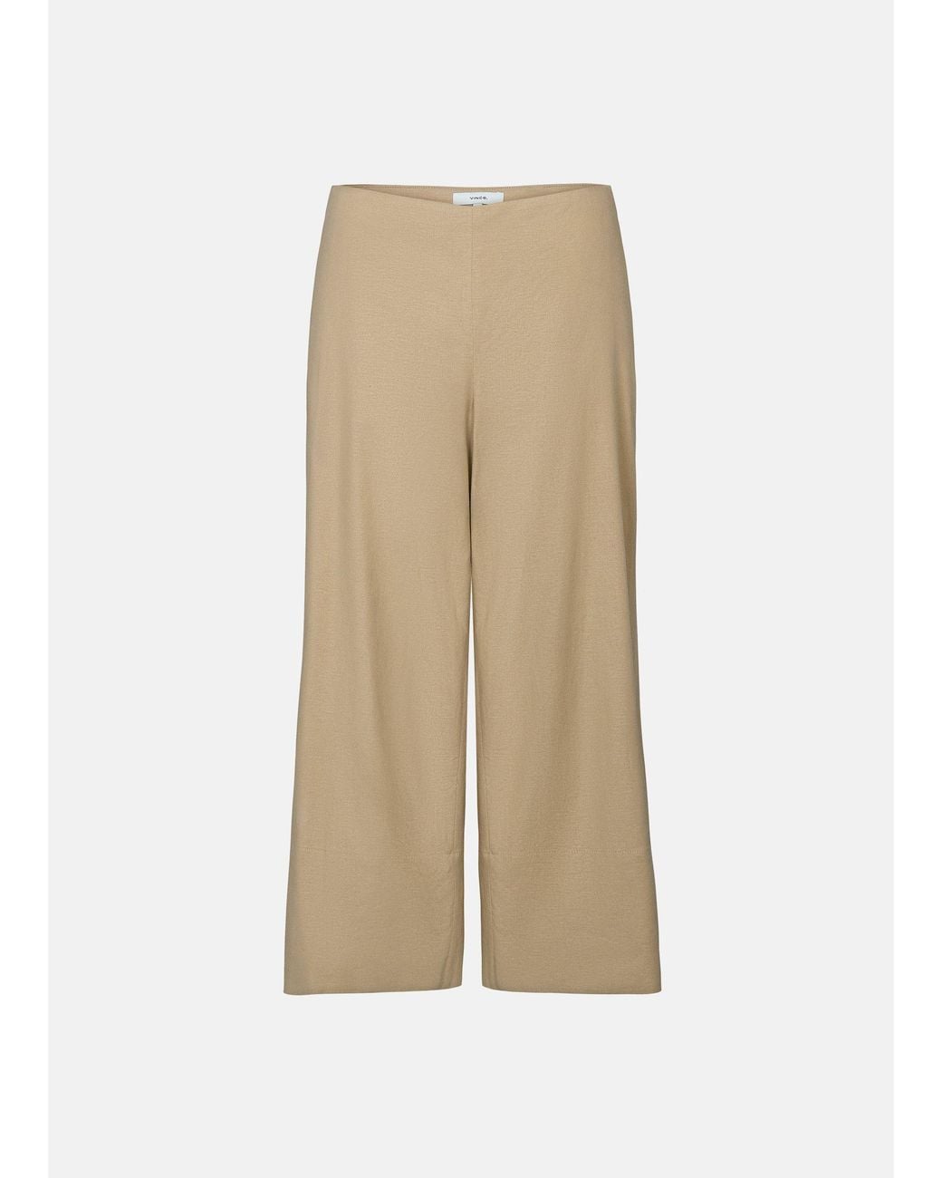 Vince Natural Linen-Blend Cropped Wide-Leg Pant