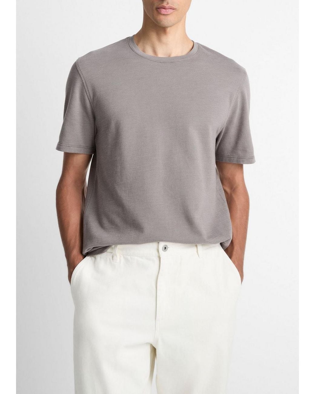 Vince Gray Birdseye Jacquard Pima Cotton T-Shirt for men