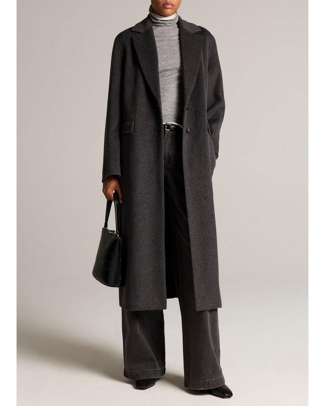 Vince Black Wool-Cashmere Single-Breasted Classic Coat