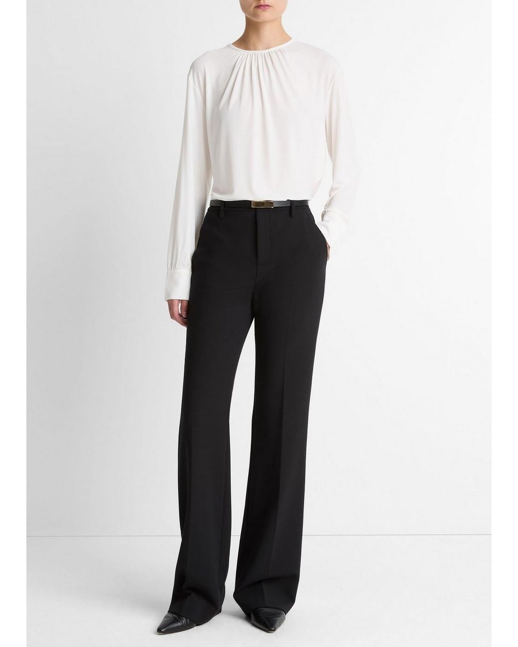 Vince Black Mid-Rise Tailored Flare Pant