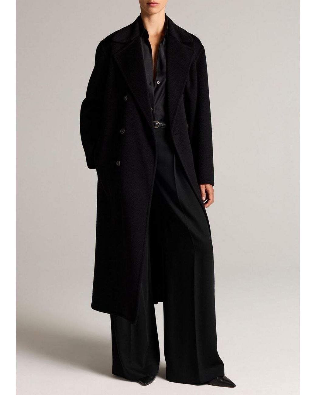 Vince Black Wool-Cashmere Double-Breasted Long Coat