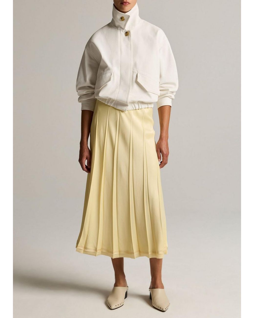 Vince Natural Raw-Edge Satin Skirt