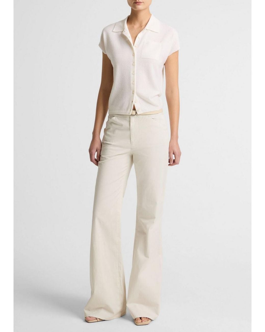 Vince Natural Italian Stretch-Cotton Flare Pant