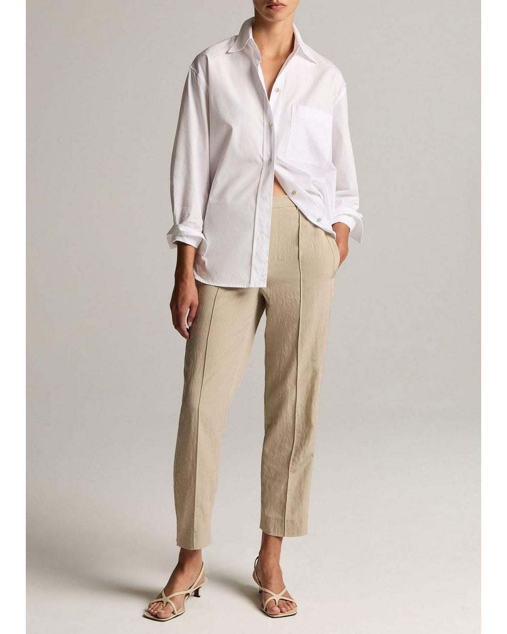 Vince Natural Grace Side-Strap Mid-Rise Pull-On Pant