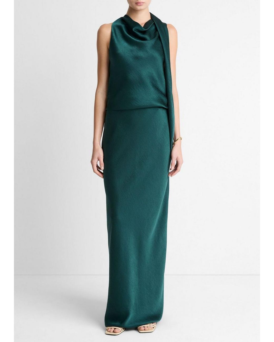 Vince Green Satin Bias Column Skirt