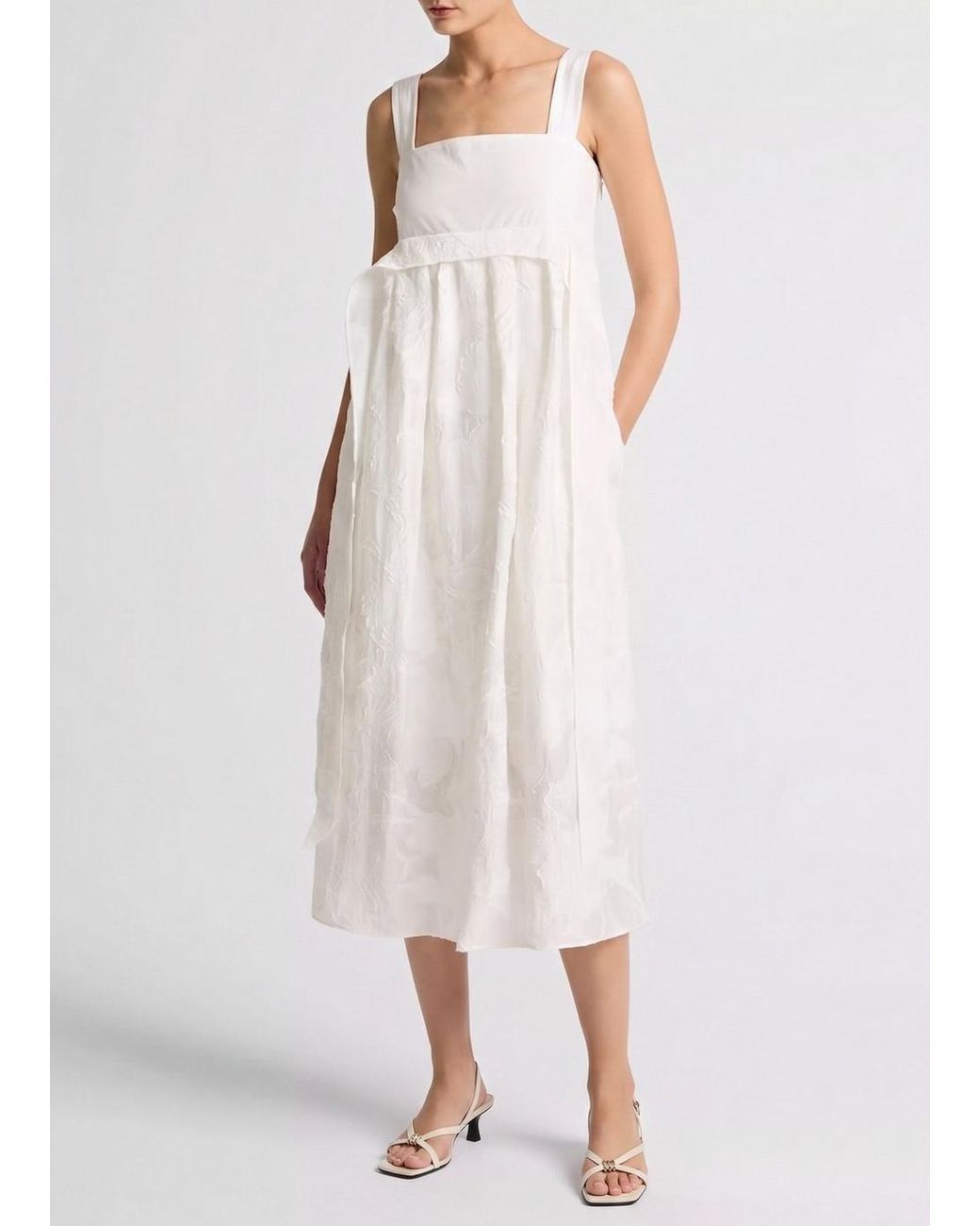Vince White Fil Coupé Mixed-Media Dress