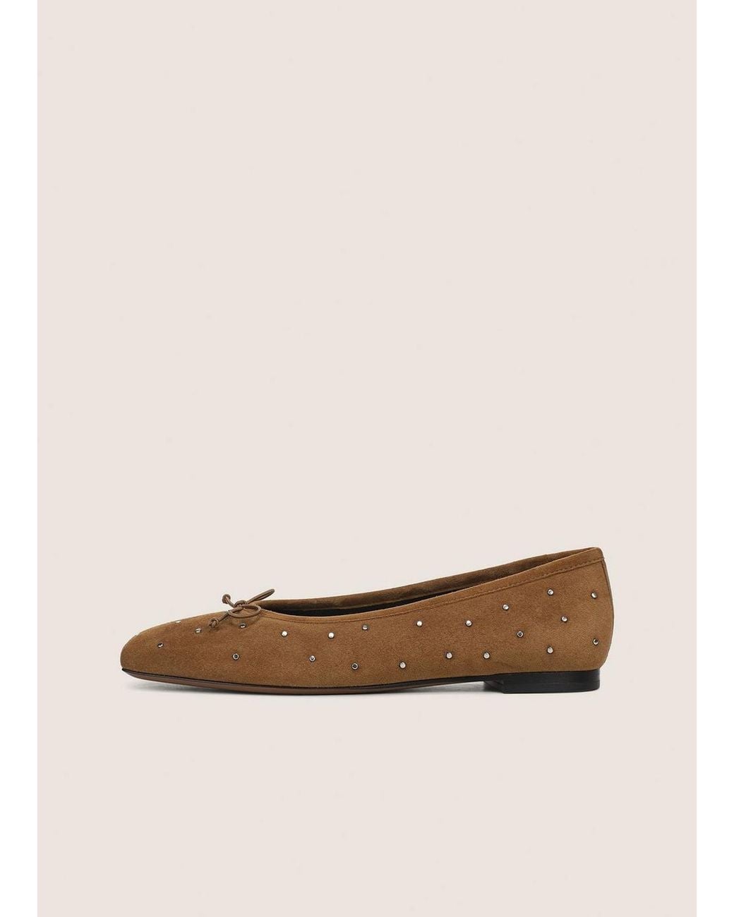 Vince Natural Darla Studded Suede Ballet Flat