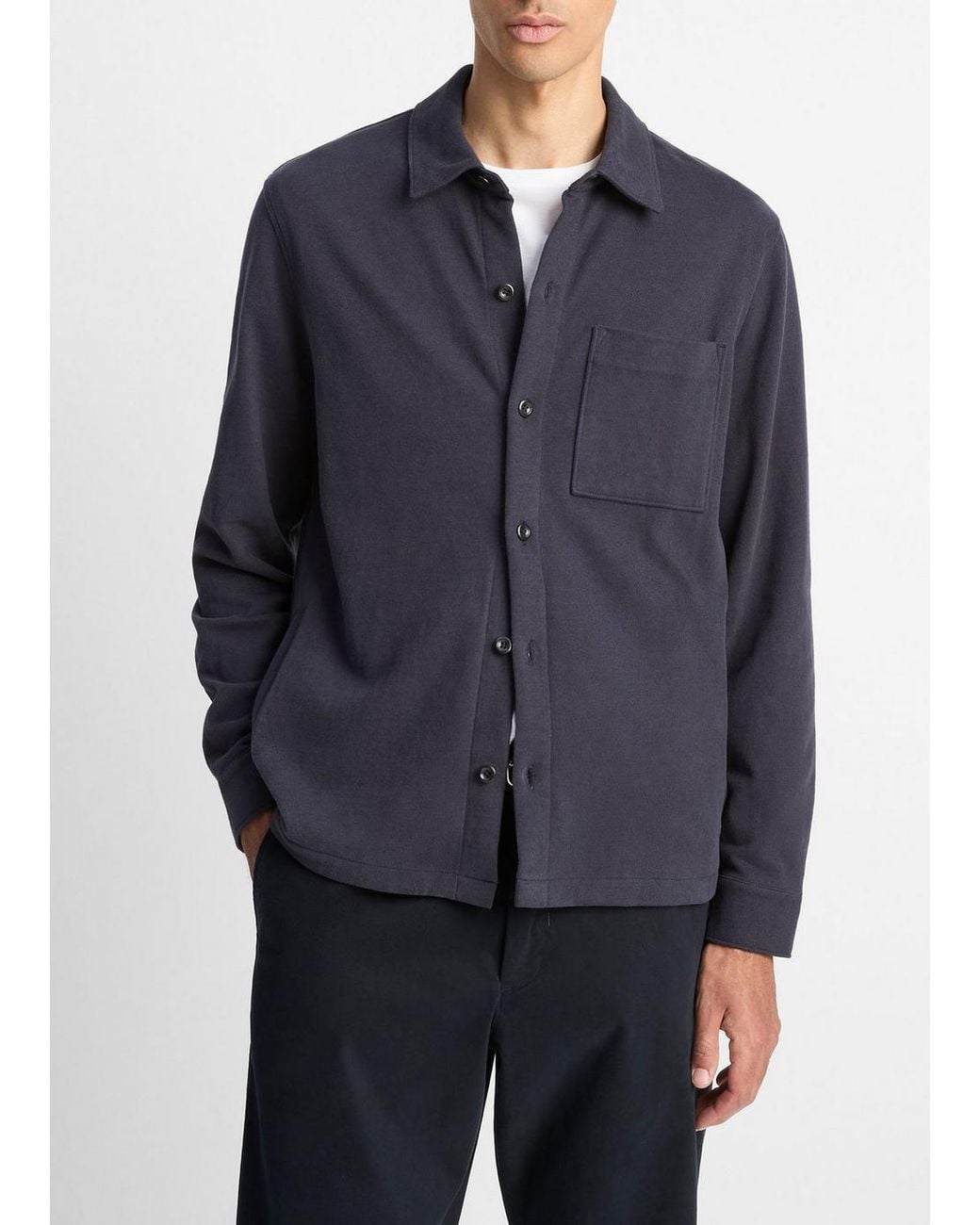 Vince Blue Heavy Sueded Cotton Shirt Jacket for men