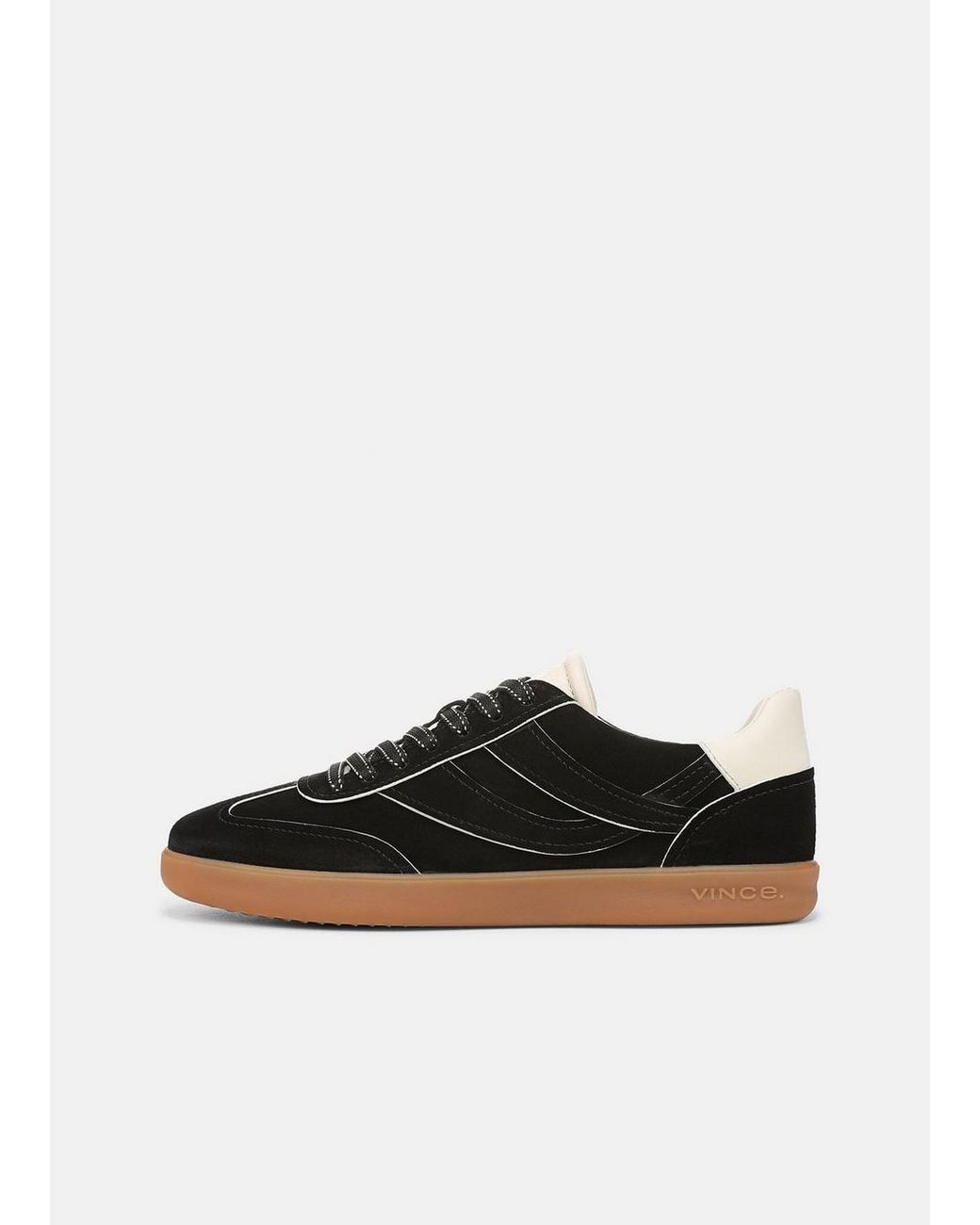 Vince Black Oasis Contrast-Edge Suede Sneaker