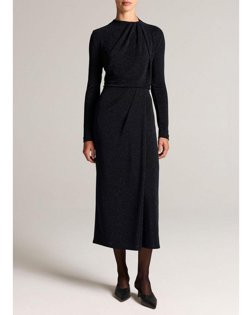 Vince Blue Metallic Jersey Draped Skirt