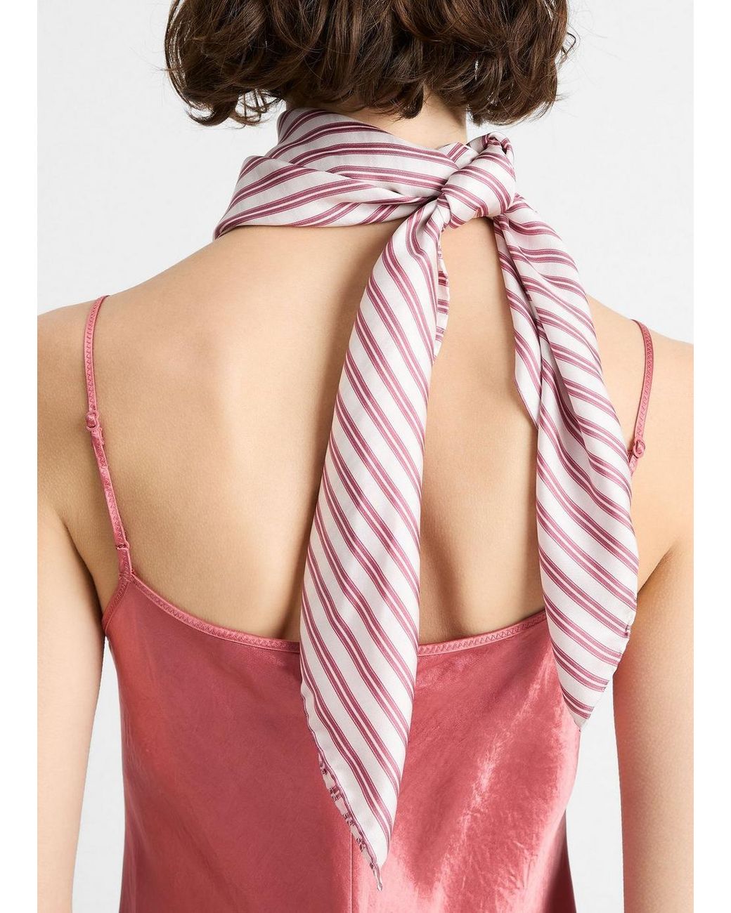 Vince Pink Till Stripe Silk Scarf