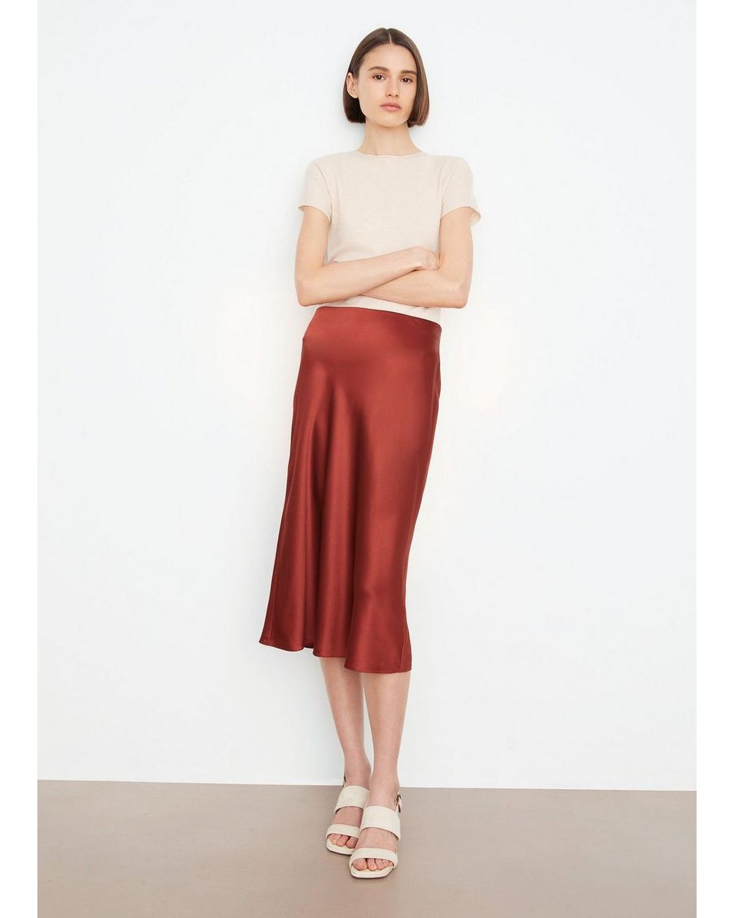 Vince Slip Skirt, Red, Size Xxs | Lyst