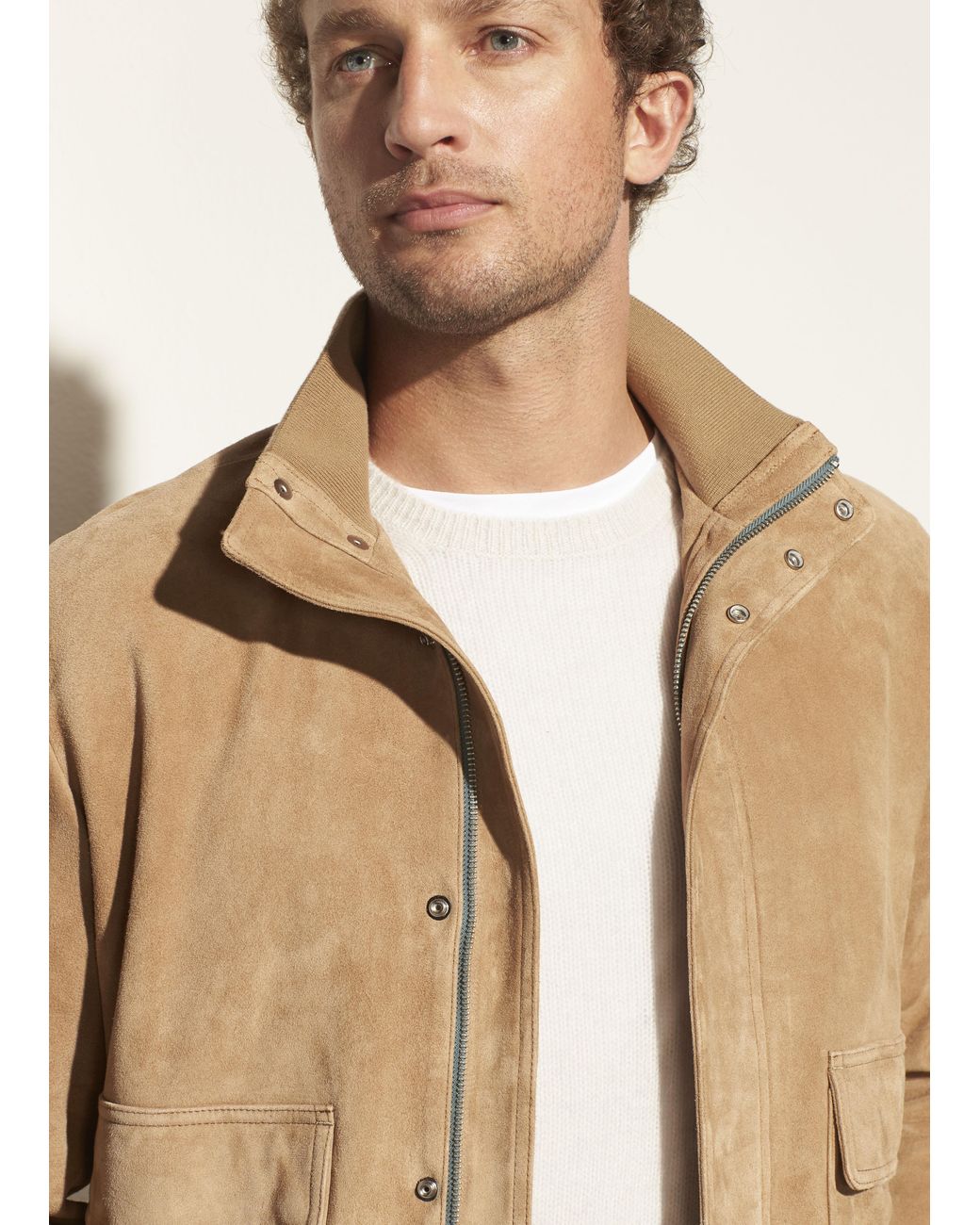 Vince Suede Bomber in Natural for Men Lyst
