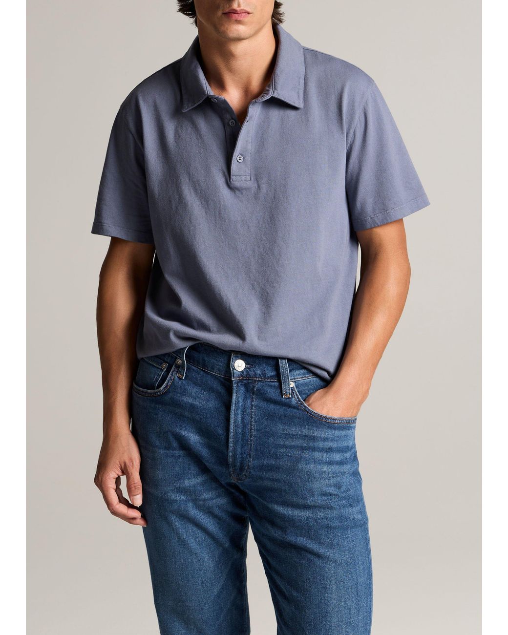 Vince Blue Garment Dye Cotton Polo Shirt for men