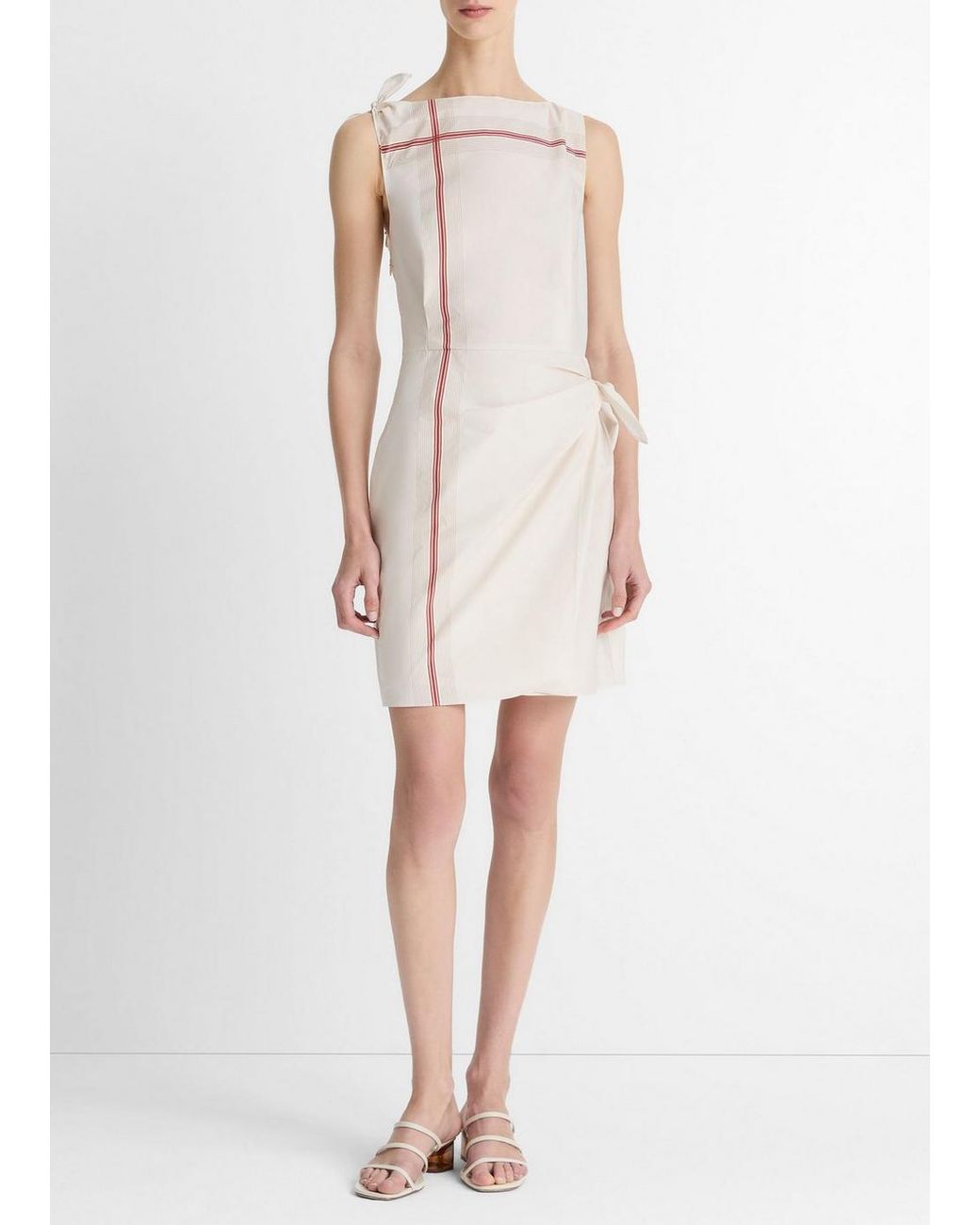 Vince White Handkerchief-Stripe Wrap Dress