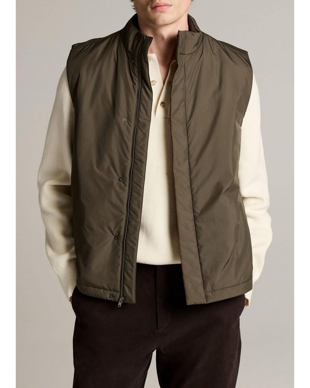 Vince Brown Insulated Tech-Fabric Vest for men