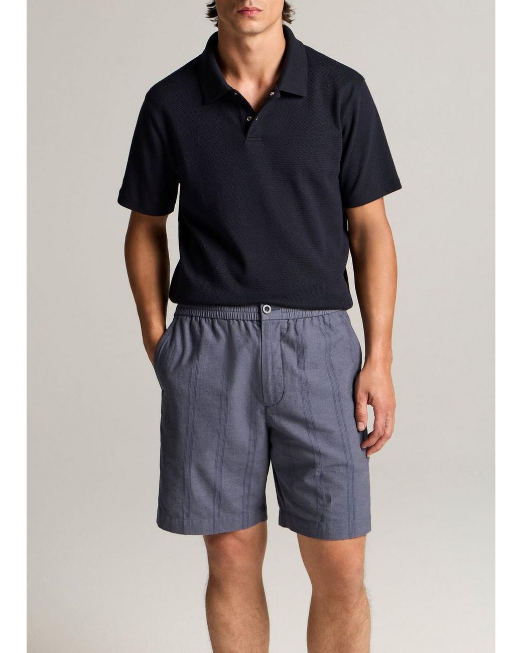 Vince Blue Mesh-Knit Cotton-Blend Snap Polo Shirt for men