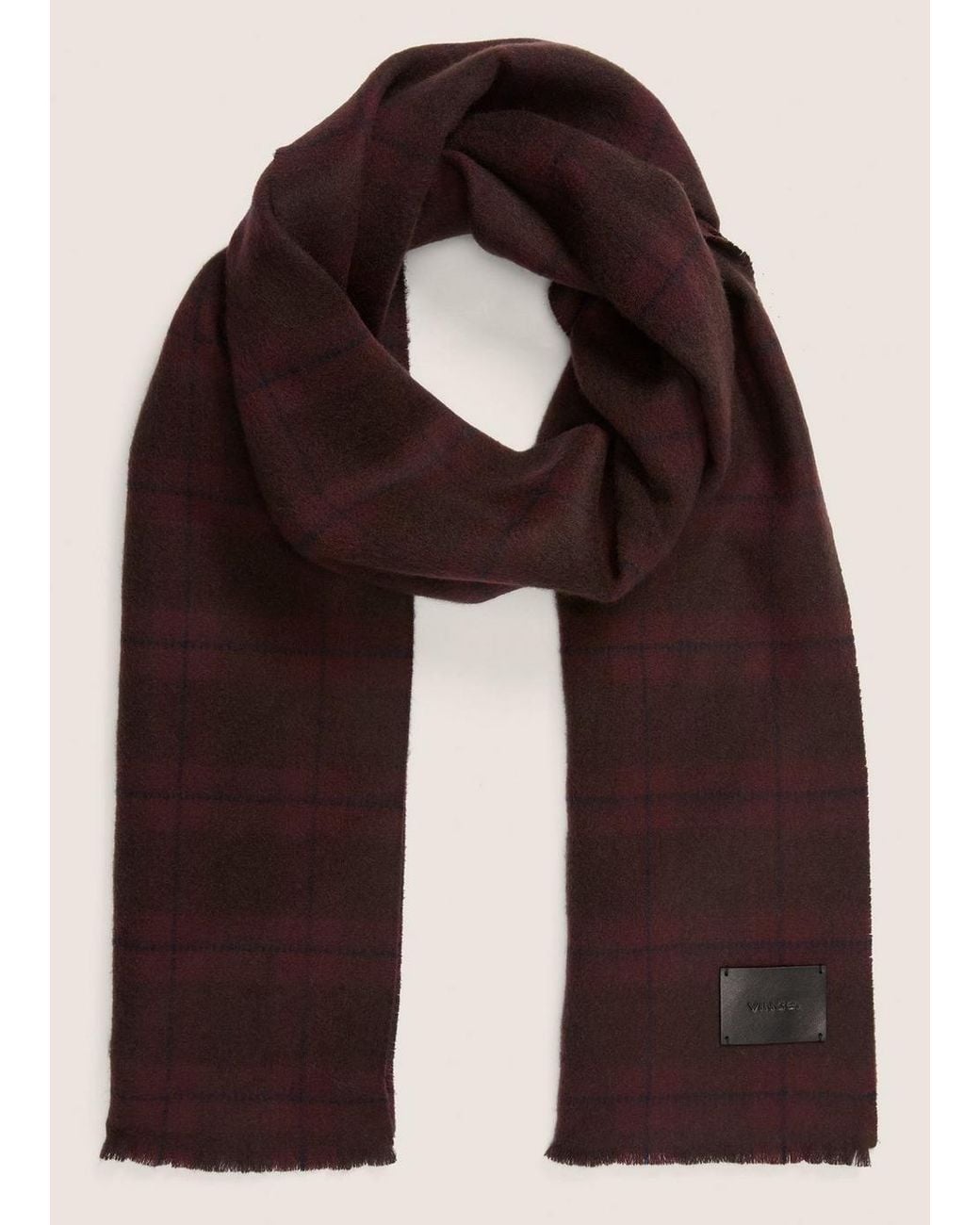 Vince Brown Hamilton Plaid Wool-Cashmere Scarf for men