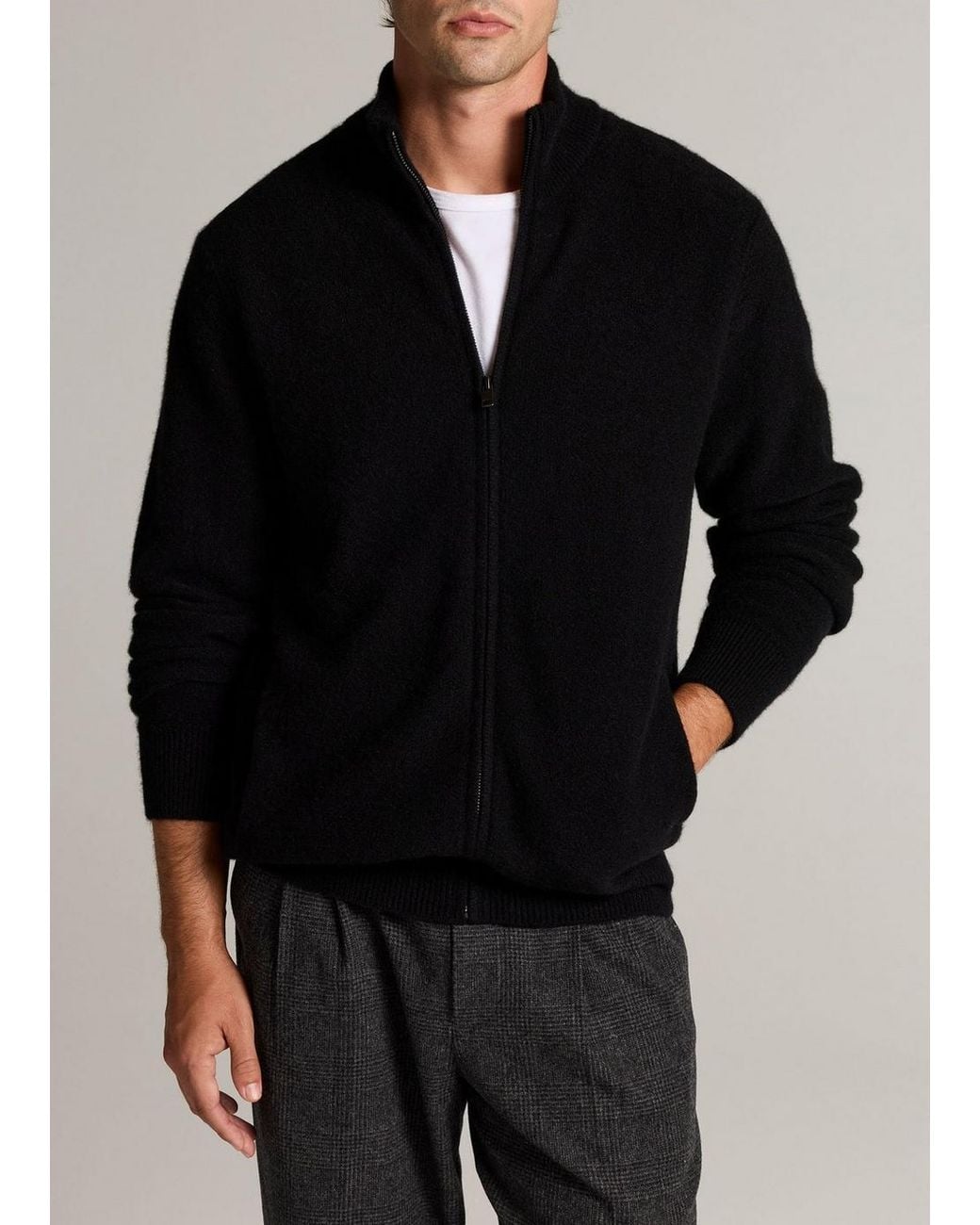 Vince Black Plush Cashmere Zip Cardigan for men