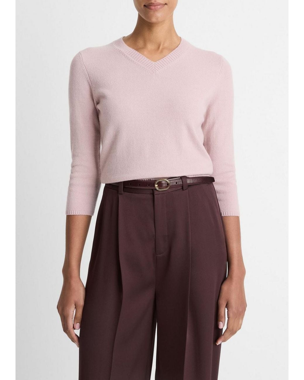 Vince Red Wool & Cashmere-Blend Three-Quarter-Sleeve V-Neck Sweater