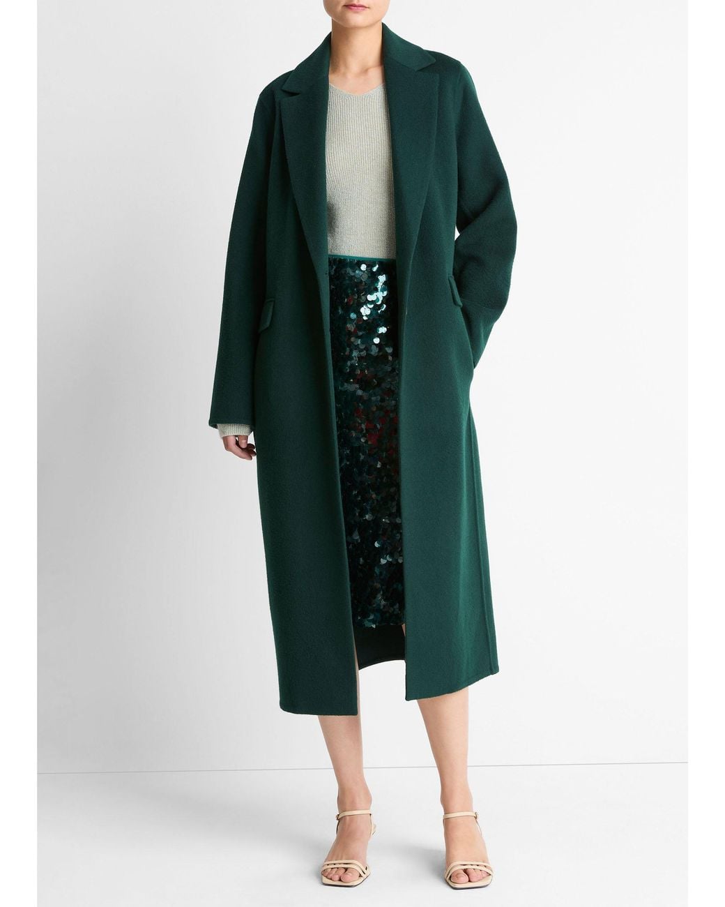 Vince Green Wool-Blend Single-Breasted Coat