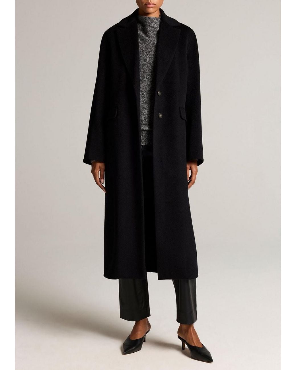 Vince Black Wool-Cashmere Single-Breasted Classic Coat