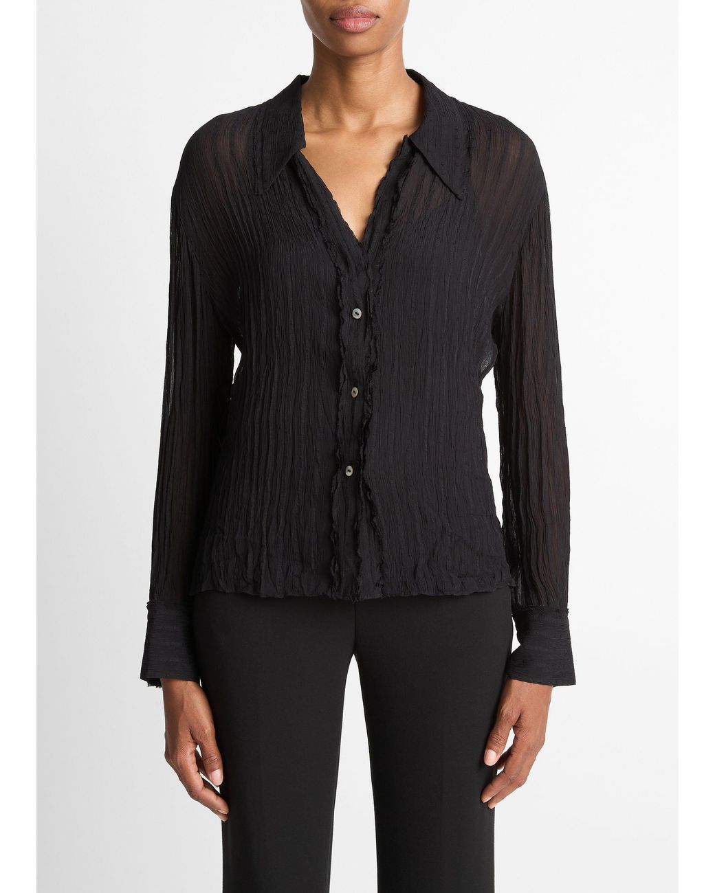Vince Black Crushed Stripe Button-Front Shirt
