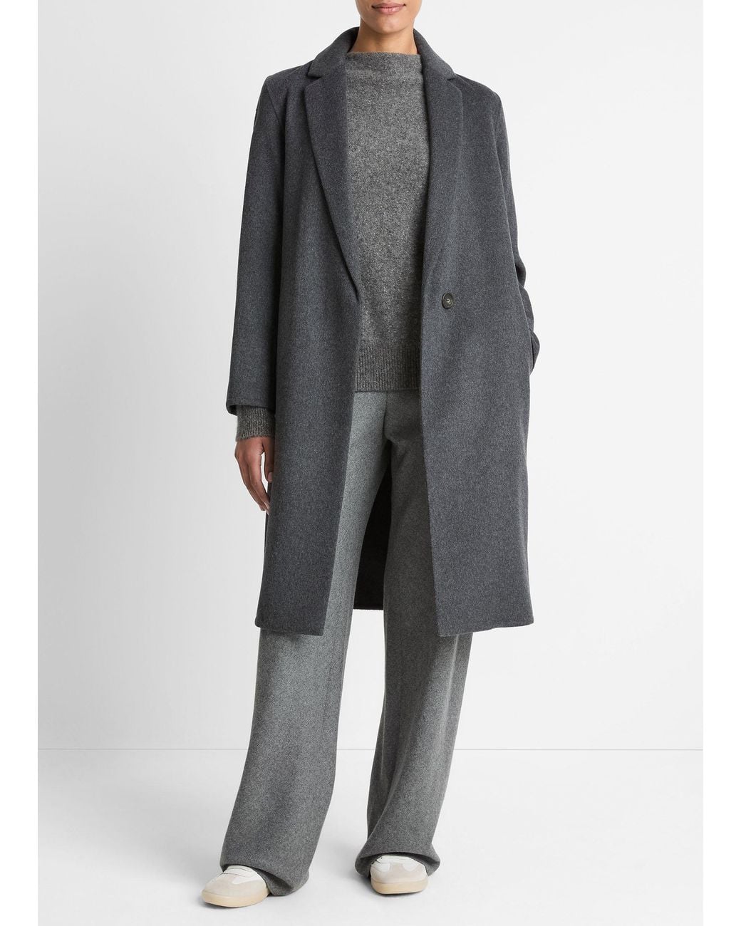 Vince Classic Straight Coat, Black, Size Xs