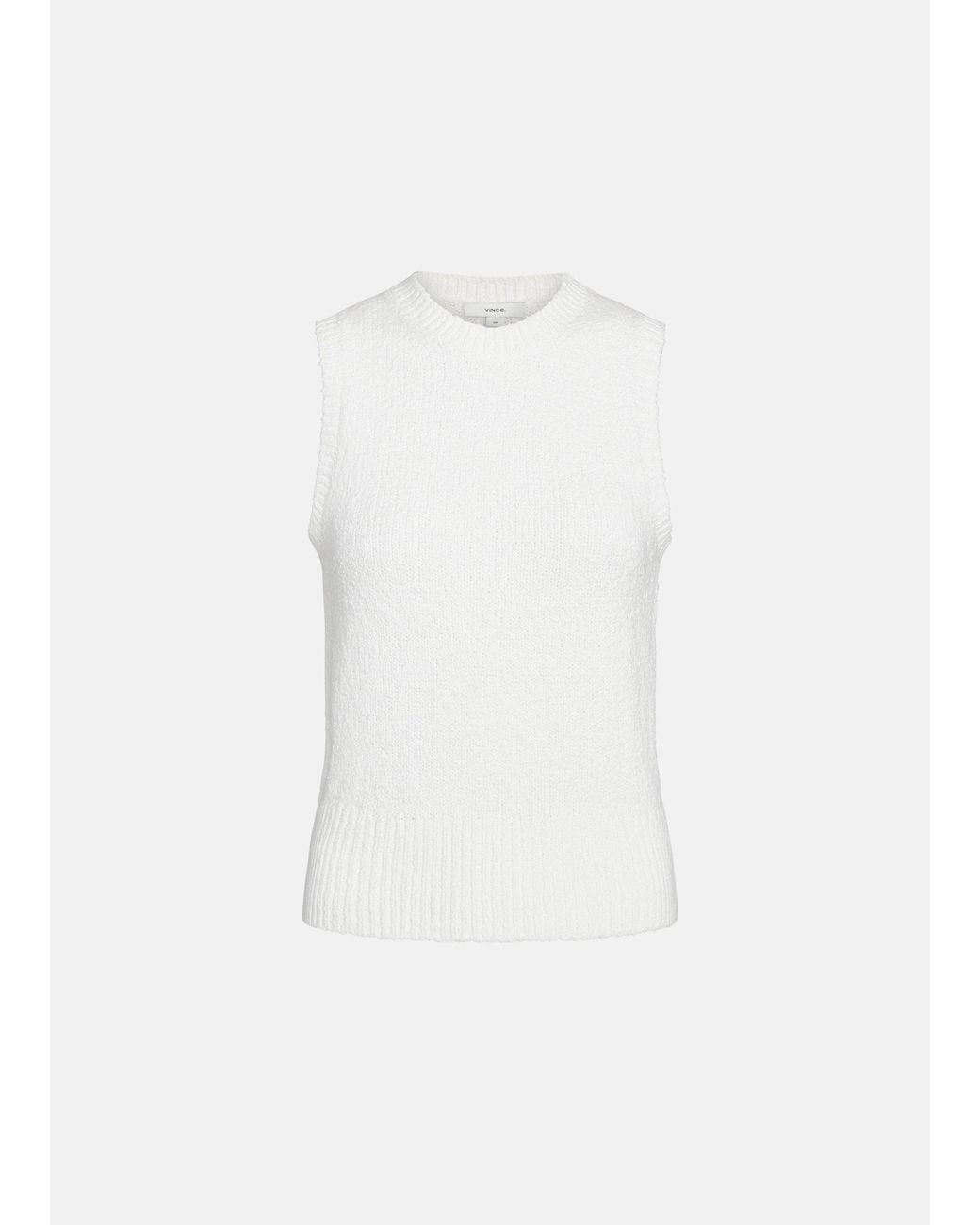 Vince White Cotton-Blend Bouclé Shell
