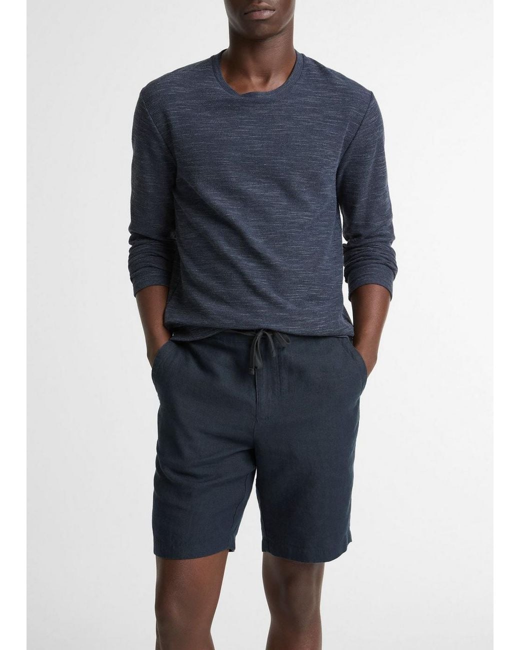 Vince Blue Double-Knit Cotton-Blend Long-Sleeve Shirt for men