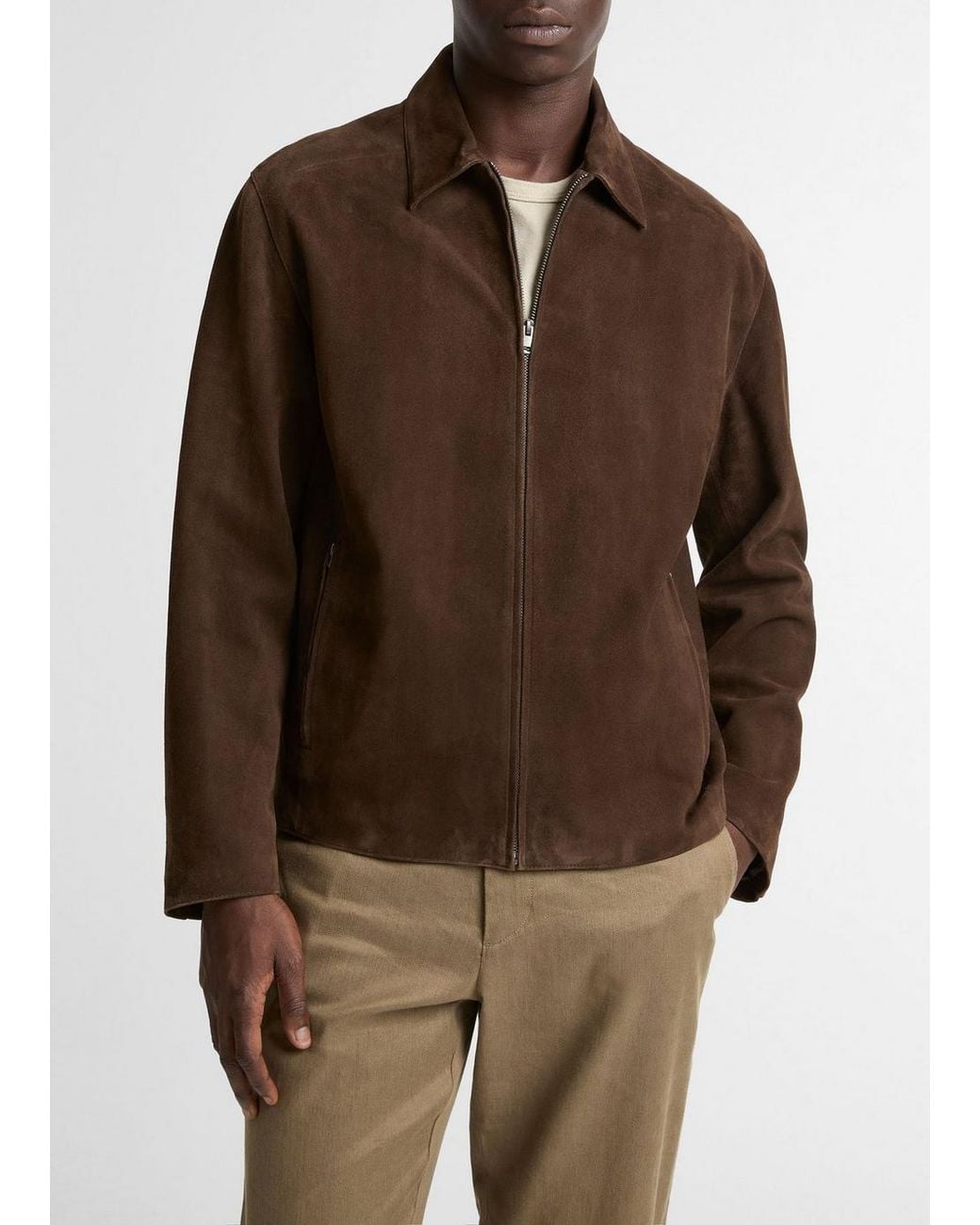 Vince Brown Suede Moto Jacket for men