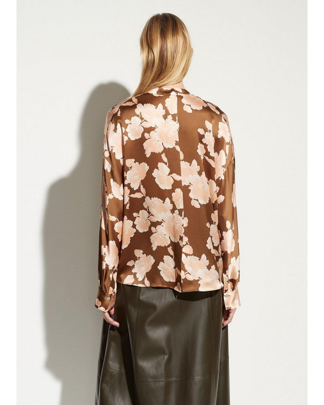 vince tapestry floral silk popover blouse