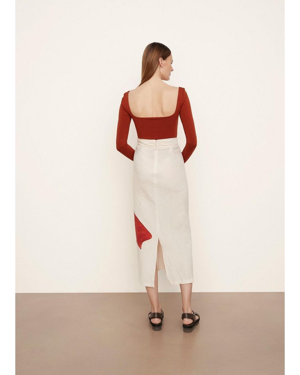 Vince knot top silk midi skirt