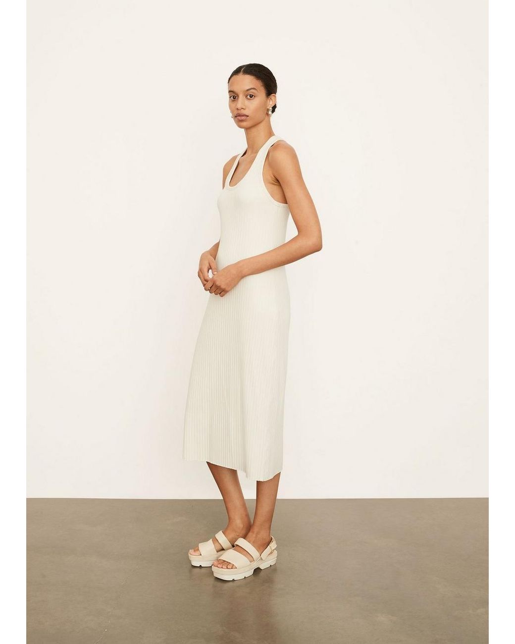 Vince Cotton Ribbed Racerback Dress in 