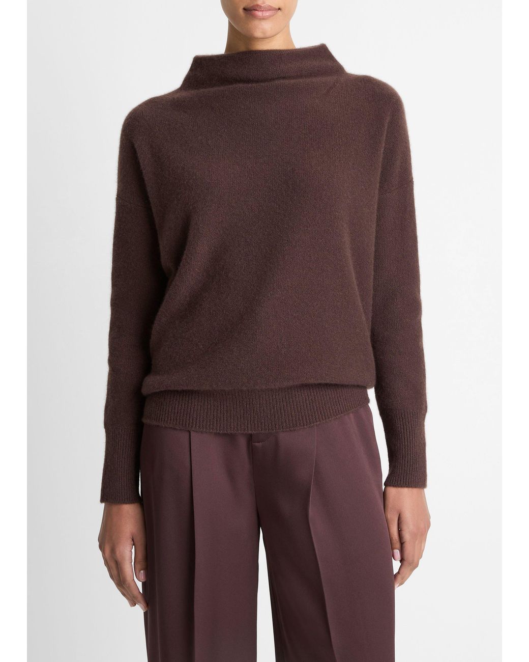 Vince Purple Plush Cashmere Funnel-Neck Sweater