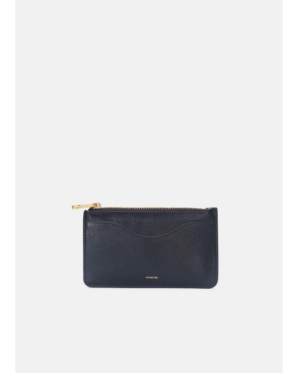 Vince Blue Leather Zip-Top Card Case