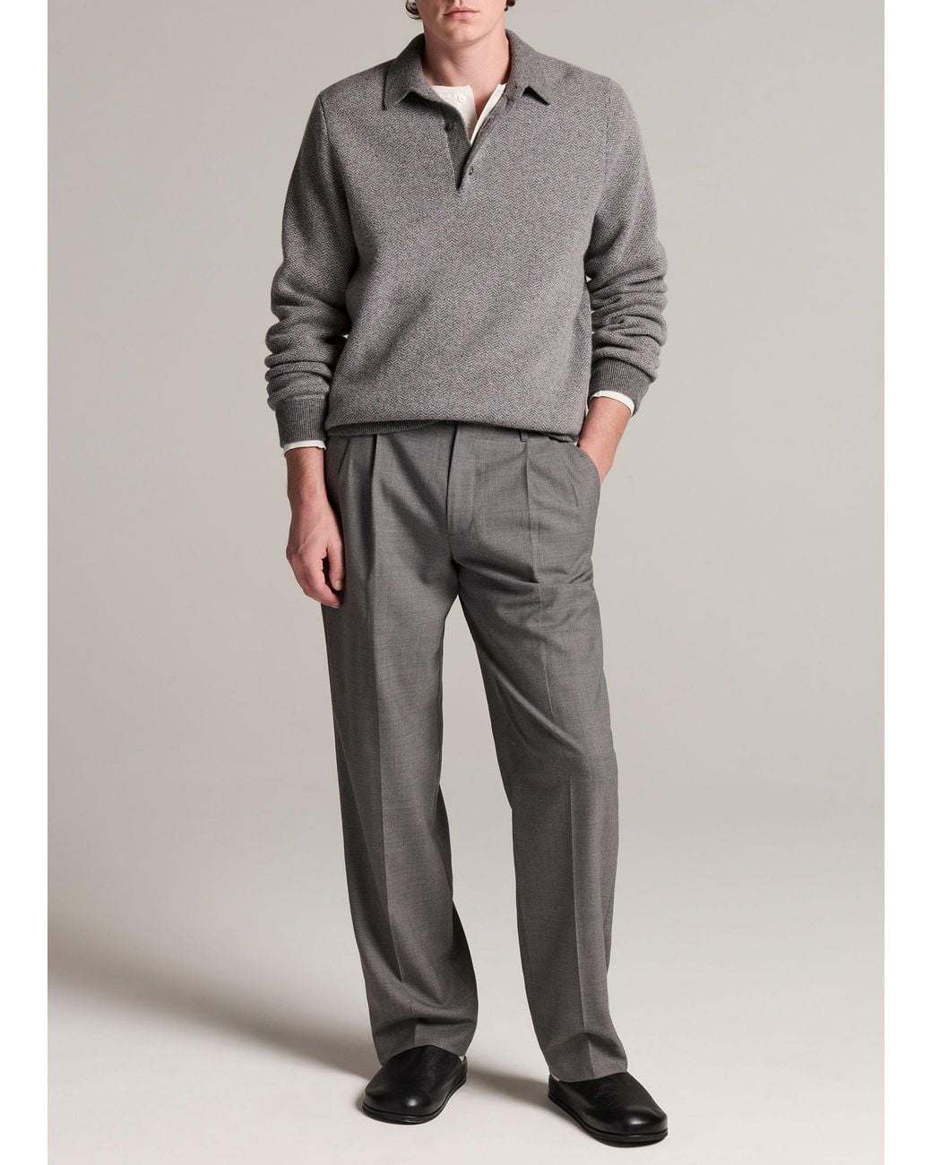 Vince Gray Louie Relaxed Twill Double-Pleated Trouser for men