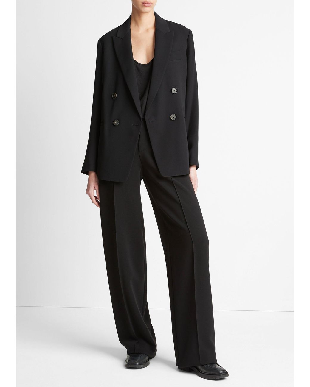 Vince Blue Crepe Double-Breasted Blazer