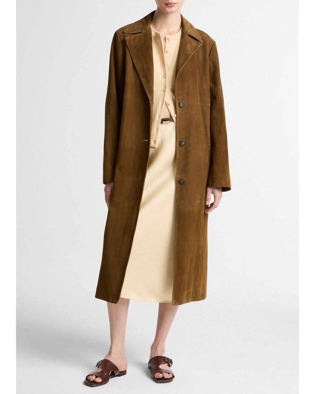 Vince Natural Suede Long Coat